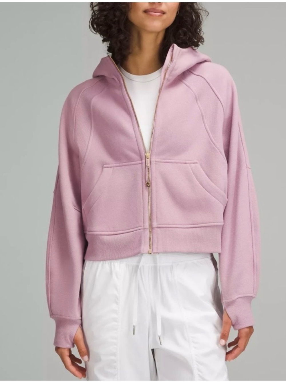 lululemon athletica Cropped Zip Hoodie in Light Mauve